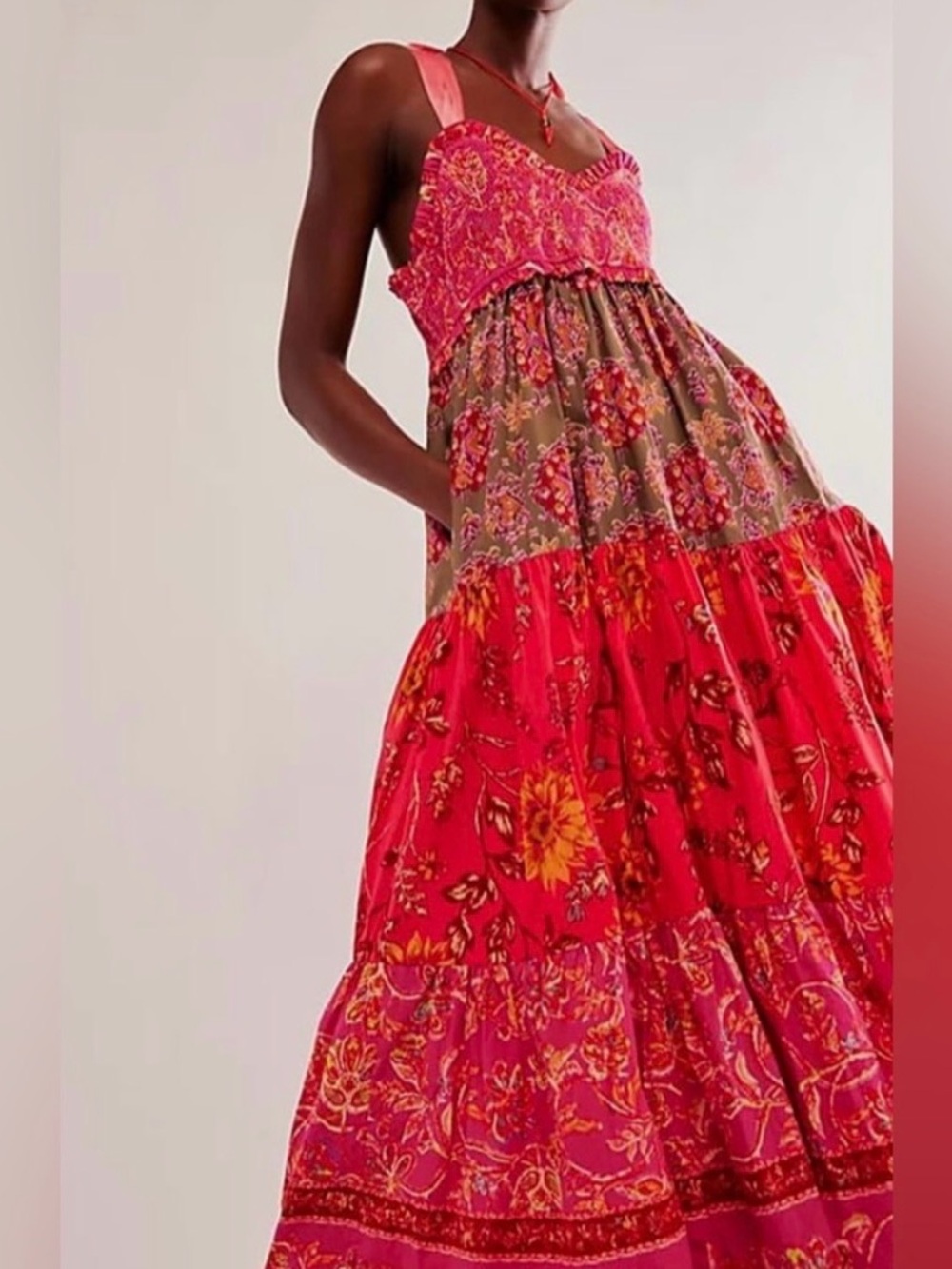 Amazon Pink and Red Floral Maxi Dress